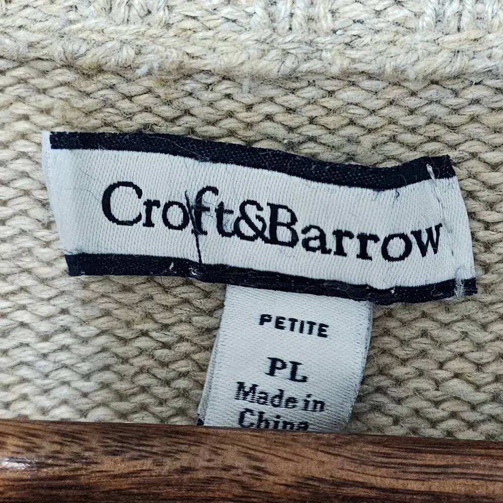 Croft & Barrow Sweater Cardigan Womens Size LP Full Zip Embroidered Birds Granny
